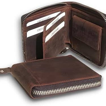 Portafoglio con Cerniera in Pelle Pieno Fiore – Stile Classico – per la vendita all'ingrosso da parte di Iulius