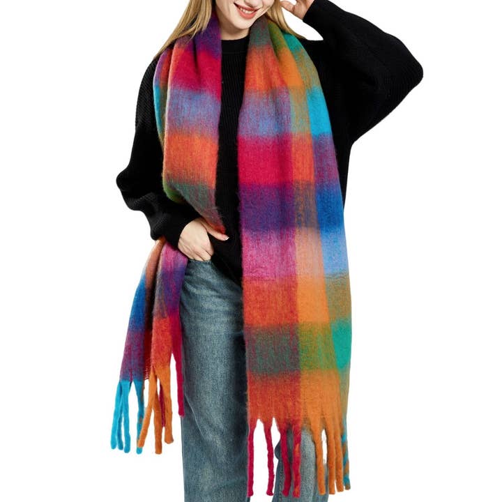 MKS America - Wholesale Scarf - Women's - Colorful Plaid Scarf Shawl Scarf24