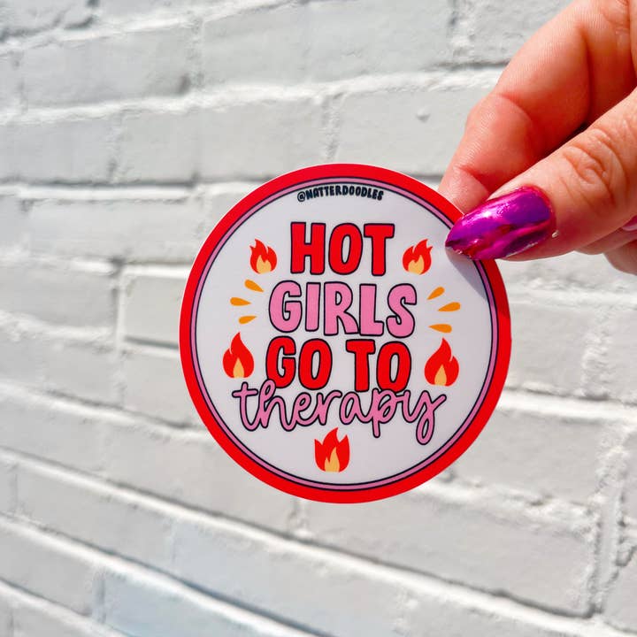 NatterDoodle - Wholesale Sticker - Hot Girls Go to Therapy Funny Mental Health Sticker1