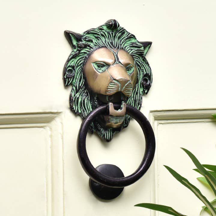 1 Piece Brass Lion Head Classic Modern Door Knocker (Multi) for wholesale by Daana Paani LLC