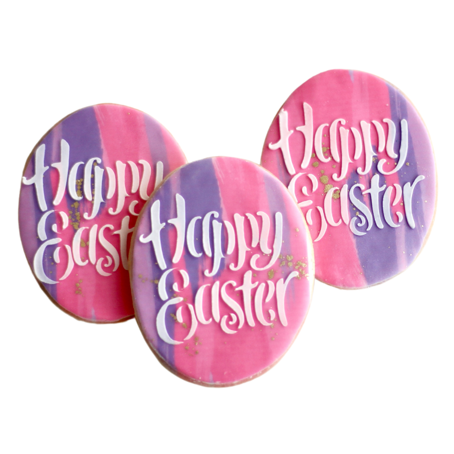 Sweet Sanctions LLC - Wholesale Cookie - Happy Easter Oval Cookies0
