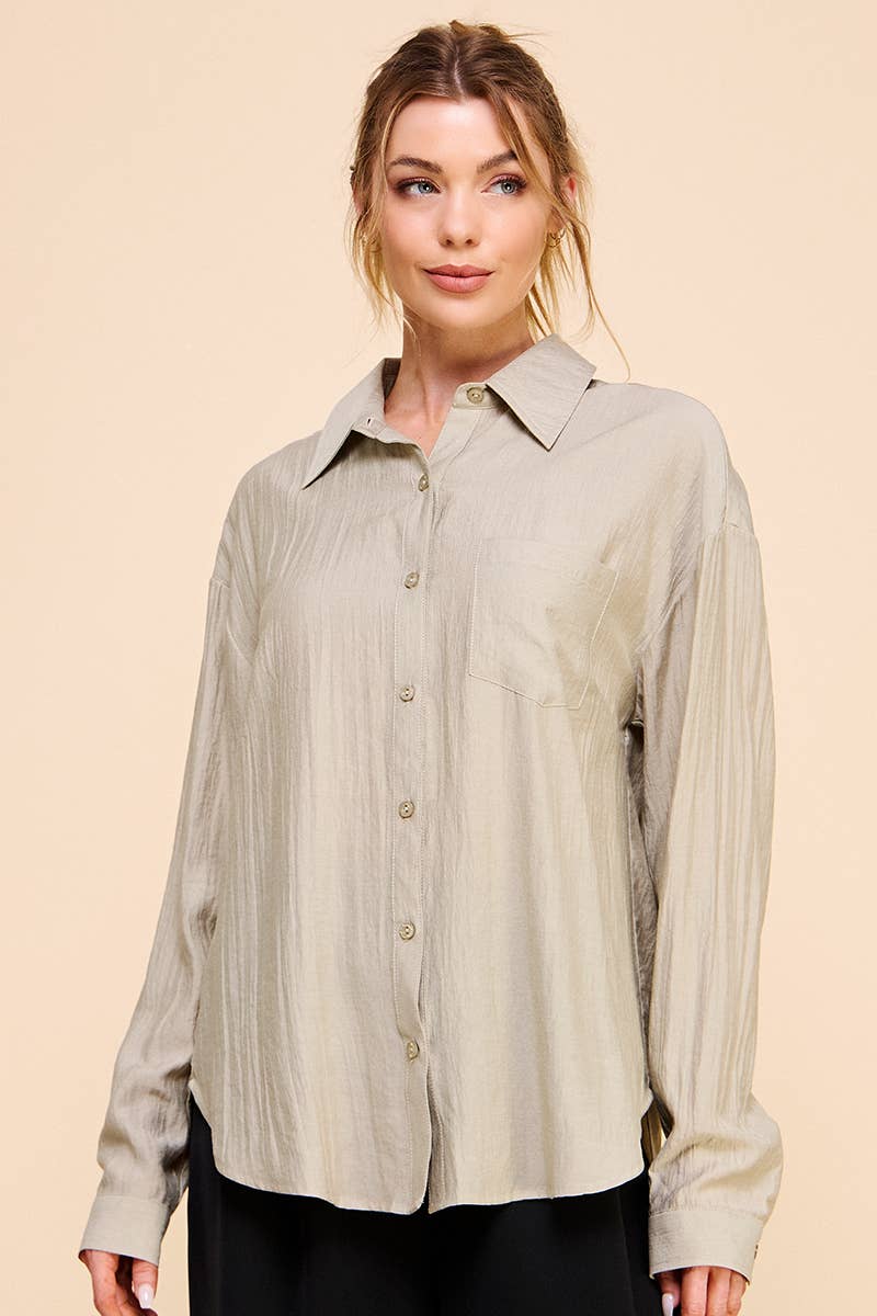 Allie Rose - Wholesale Button Down Shirt - Women's - Easy Textured Button Front Shirt4