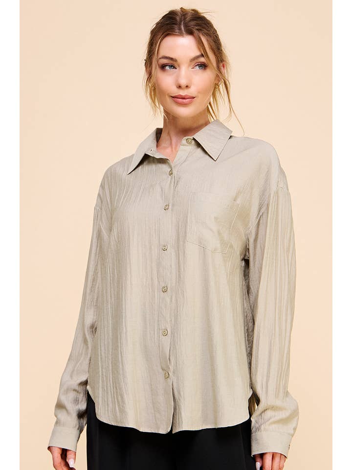 Allie Rose - Wholesale Button Down Shirt - Women's - Easy Textured Button Front Shirt4