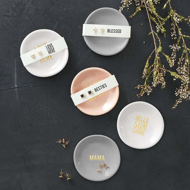 Santa Barbara Design Studio by Creative Brands - Wholesale Jewelry Dish - Ceramic Ring Dish & Earrings - Blessed