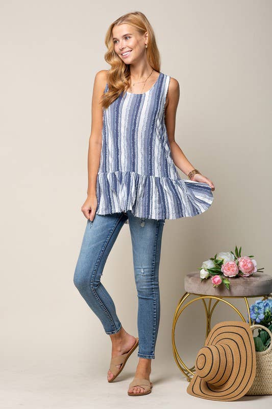 Denim Frayed Knit Tunic Top - 13669T for wholesale on Faire2