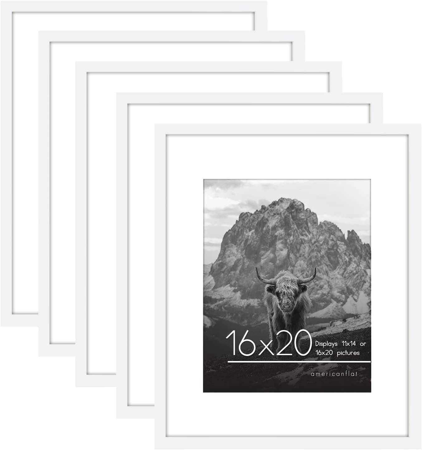 Americanflat - Wholesale Picture Frame - Americanflat Picture Frame with Mat Slim Molding (5 Pack)146