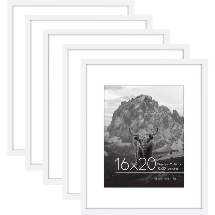 Americanflat - Wholesale Picture Frame - Americanflat Picture Frame with Mat Slim Molding (5 Pack)146