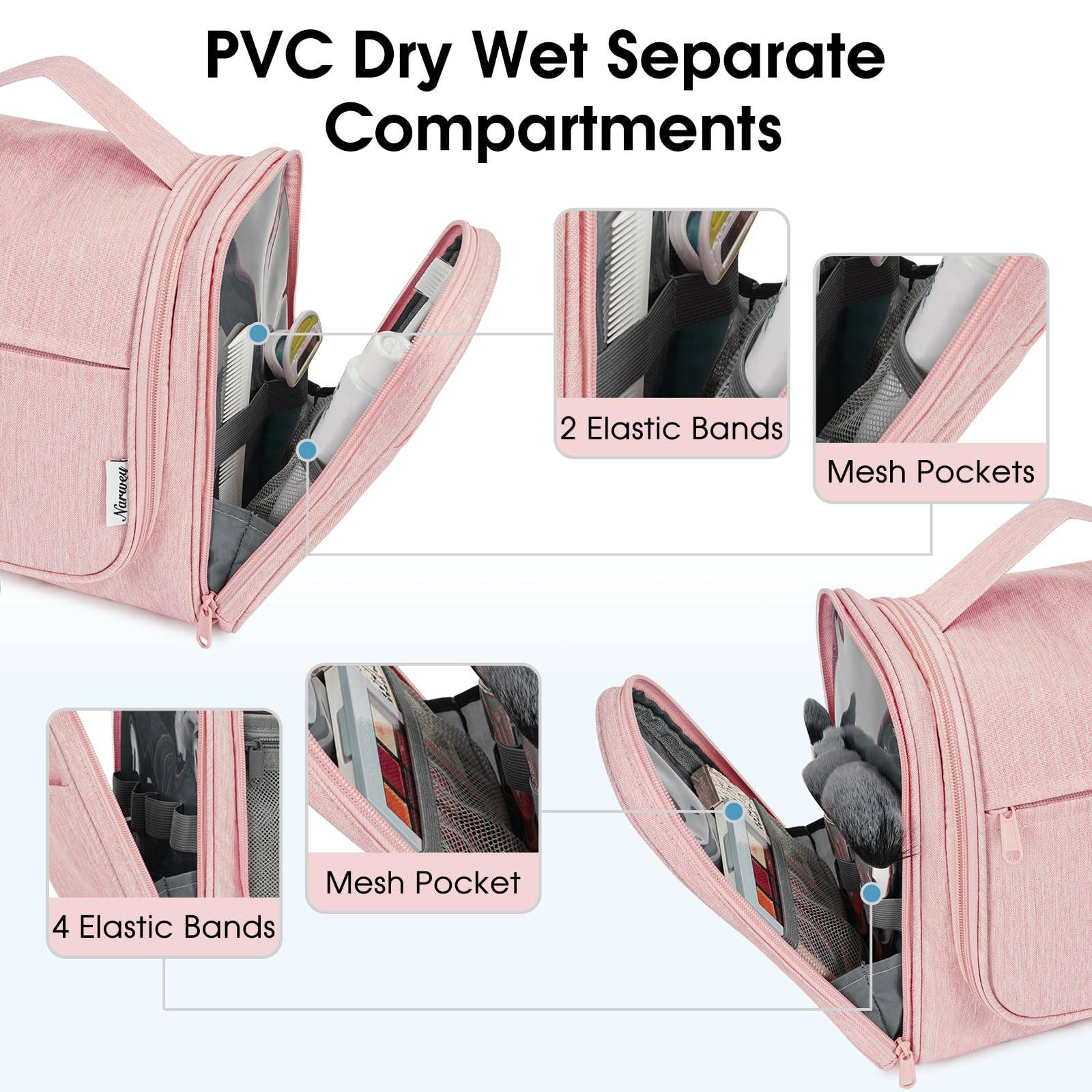 NARWEY INC - Wholesale Toiletry Bag - Women's - Hanging Toiletry Makeup Bag With compartment3