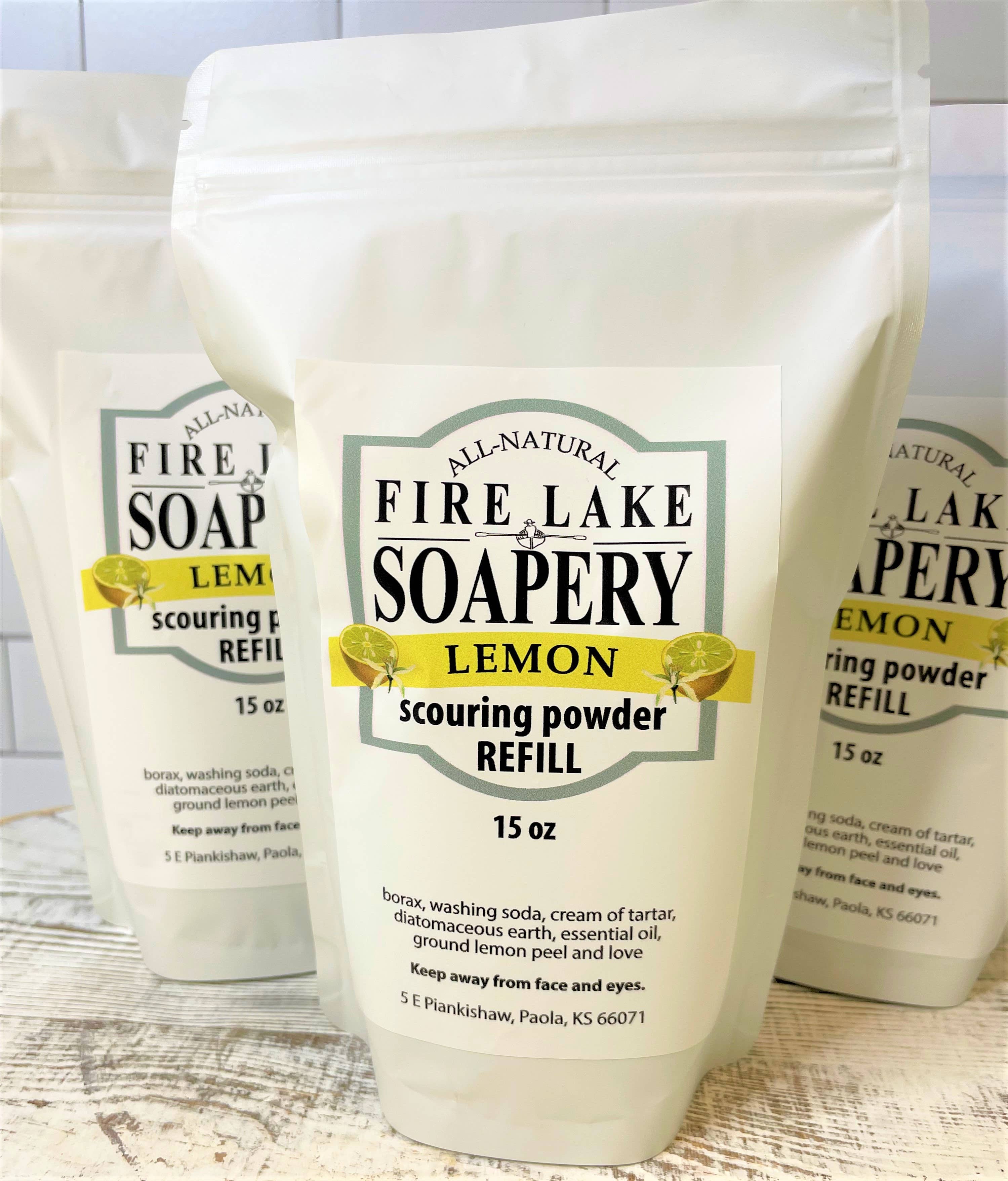 Fire Lake Soapery - Wholesale Multi-Surface Cleaner - Lemon All-Natural Scouring Powder 15oz Refill1