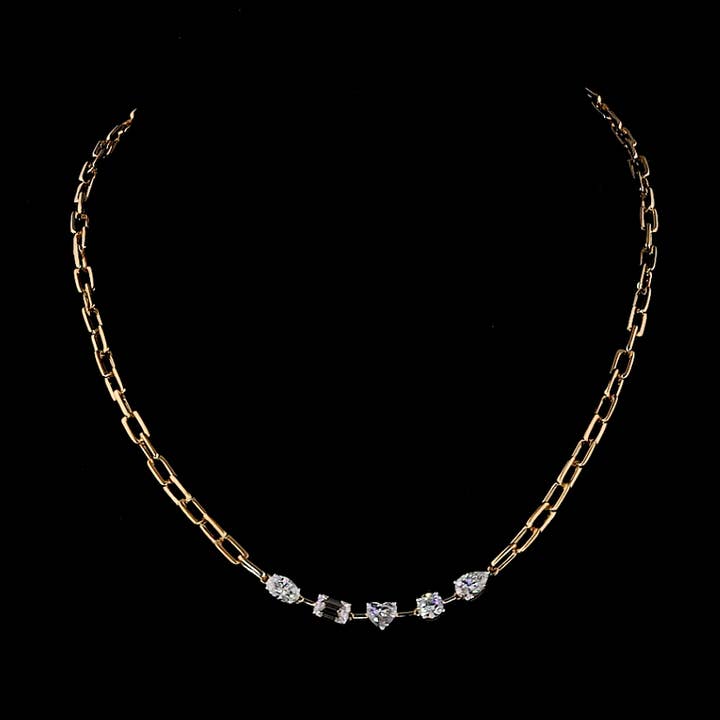 Five-Stone Diamond Chain Necklace for wholesale by Kalindi Jewels