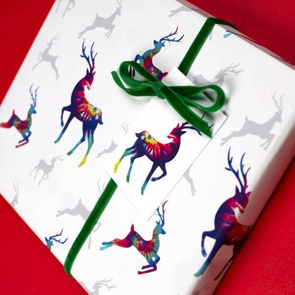 Weihnachten Tie Dye Rentier Geschenkpapier Bögen für den Großhandel von Lelloliving