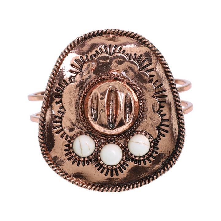 SP Sophia Collection - Wholesale Cuff Bracelet - Western Stone Cowboy Hat Cuff Bracelet