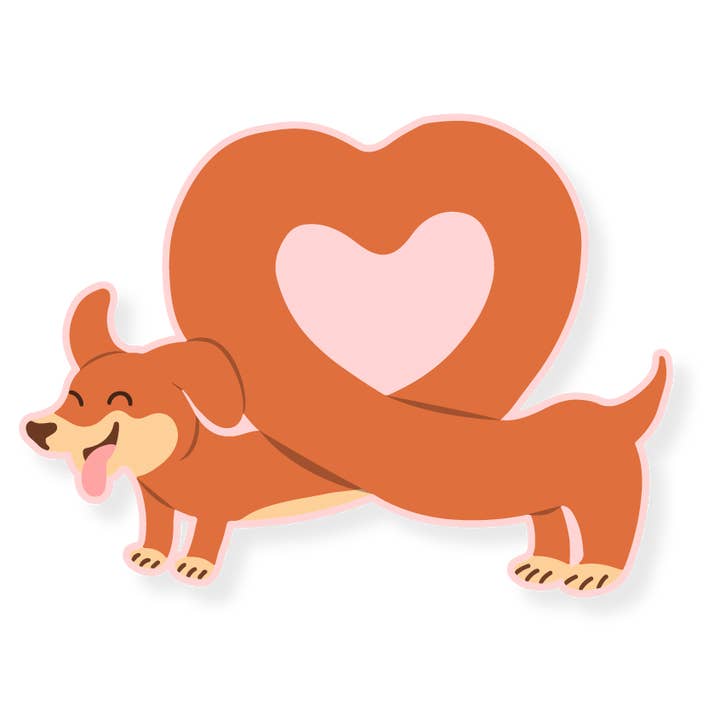 Puppy Love, Dog in Heart Shape Cute Vinyl Sticker for wholesale by Parcel Island