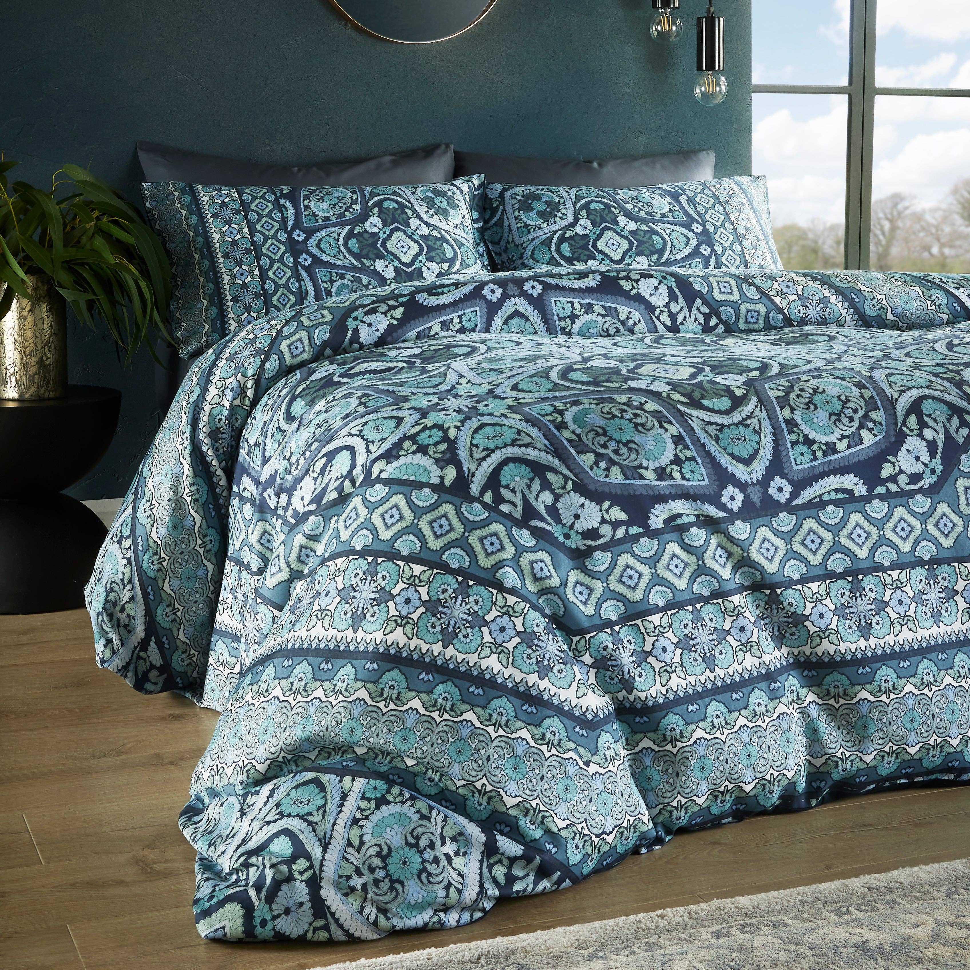 Vantona Boutique Mai Blossom Duvet Cover Set - Blue for wholesale on Faire1