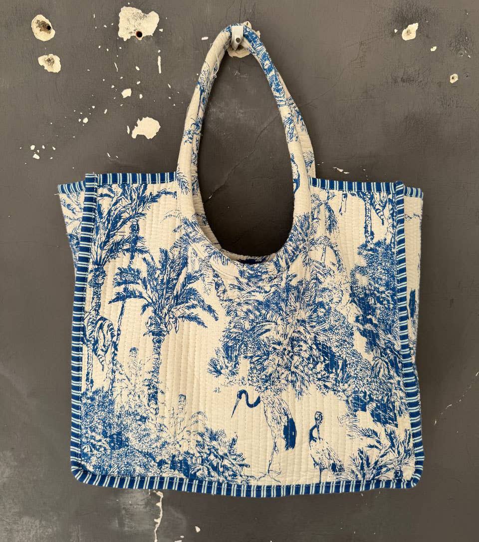 bhavnas boutique – Sacola - Mulher por atacado – Bolsa de Algodão Estampada e Acolchoada - Sacola de Compras1