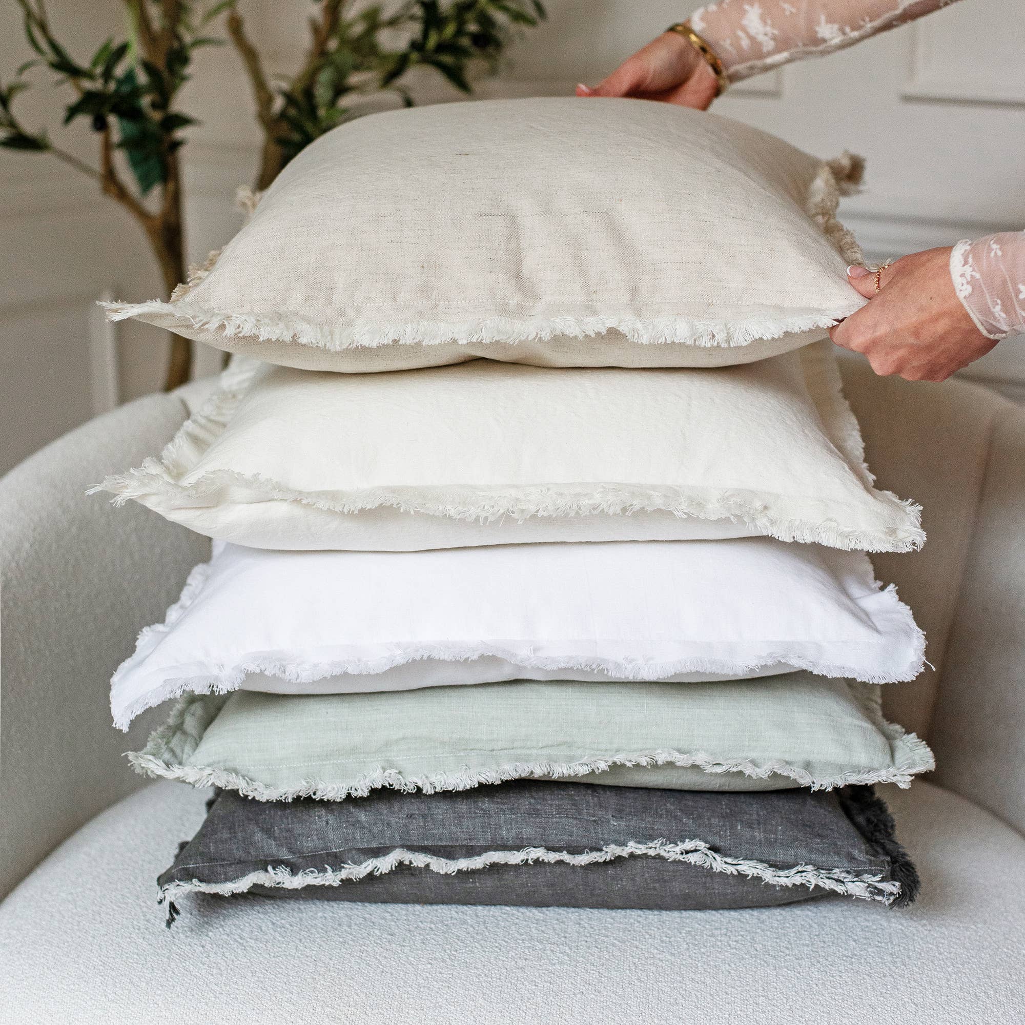 Porter Lane Home - Wholesale Throw Pillow Cover - Fringe Pillow Covers - Neutral Color Palette3