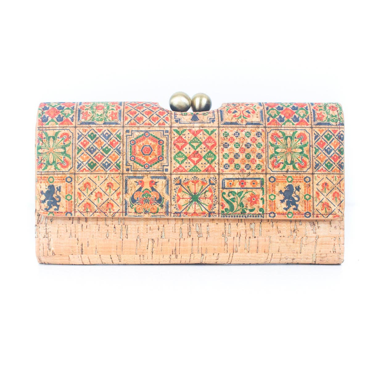 Meninas Bonitas Cork - Vente Portefeuille – femme - Portefeuille femme en liège naturel avec fermoir en laiton ancien2