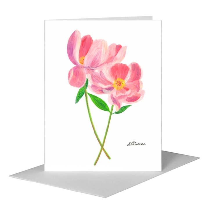 Two Peony Stems, Greeting Card (#7821A) for wholesale by Printed Canvas