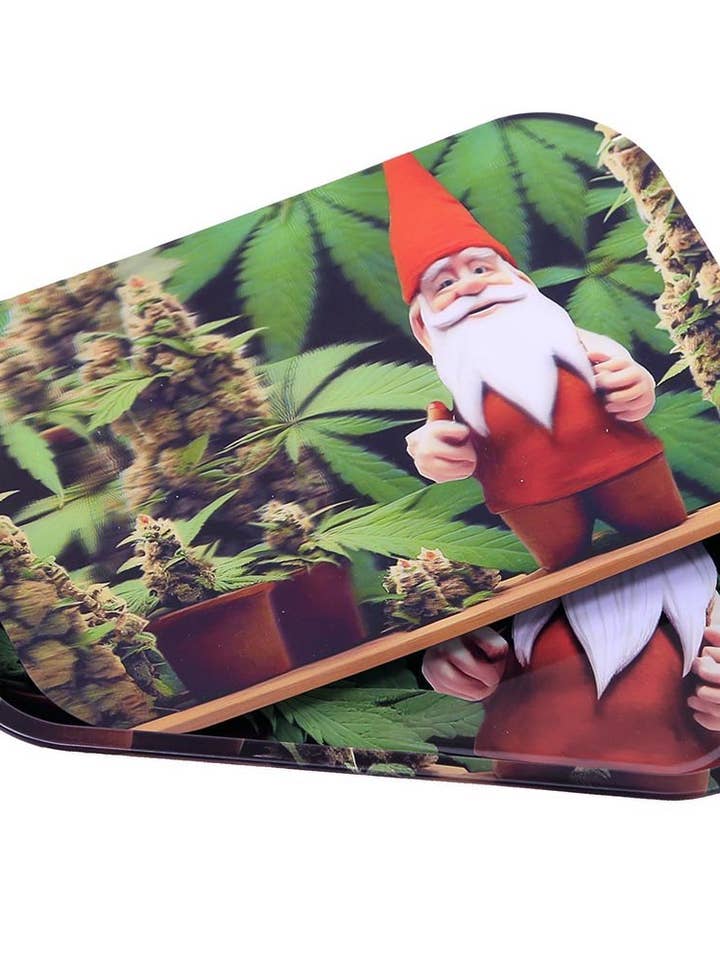 Metal Tray with 3D Magnetic Lid Cover - Bud Gnome for wholesale by Sunshine Joy