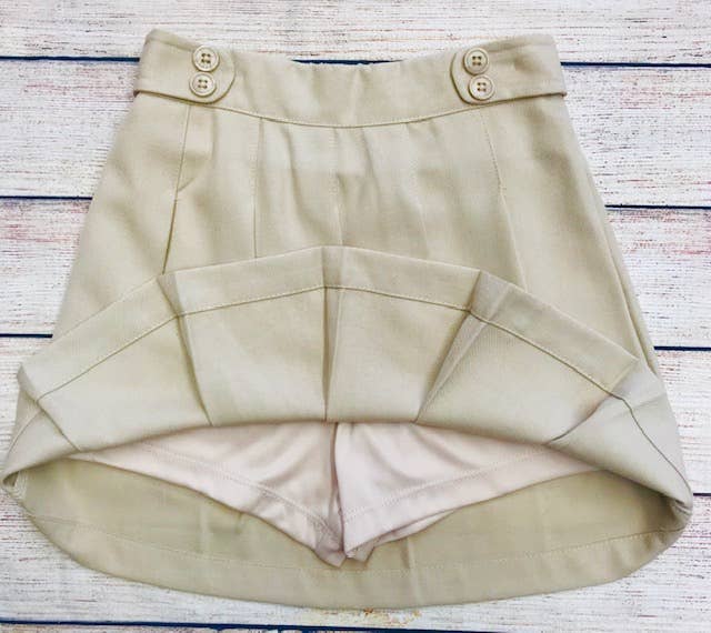 Girl Pleated Uniform Skirt Scooter Khaki 4/5-16 for wholesale on Faire5