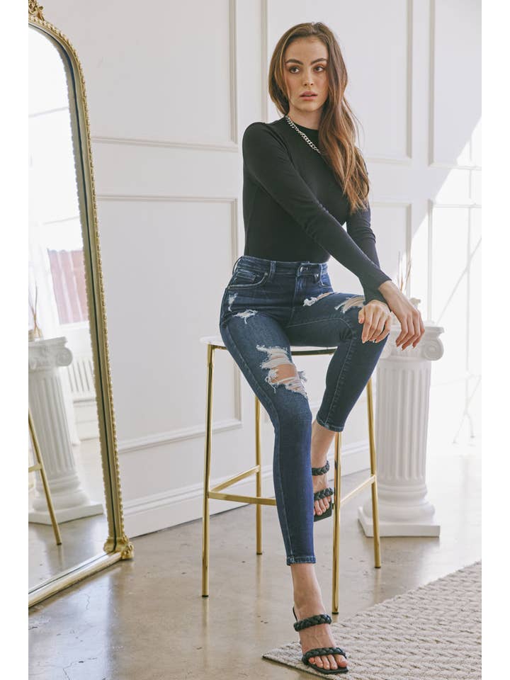 DARK HIGH RISE SUPER SKINNY-KC2509D for wholesale on Faire1