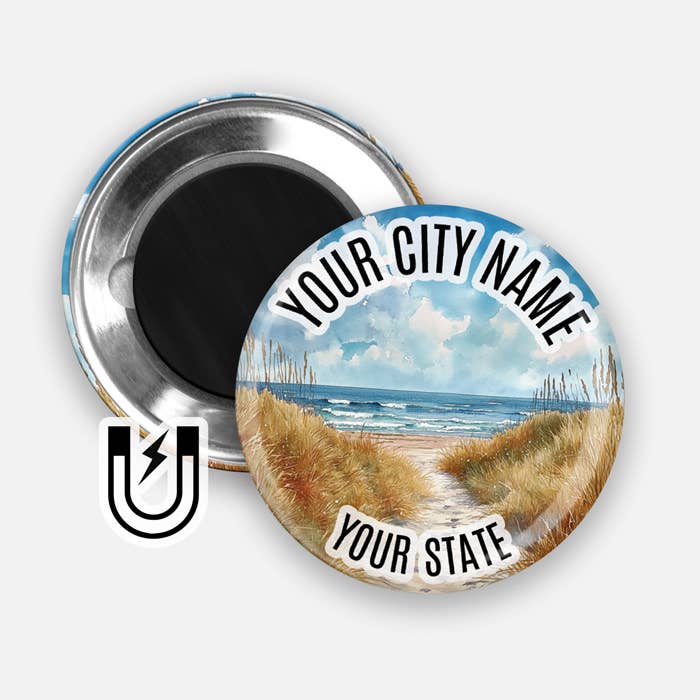 Aimant de ville personnalisé - Aimant en forme de goutte avec nom de 1,75 pouces - Personnalisé pour la vente par Aphrodite Bookclub