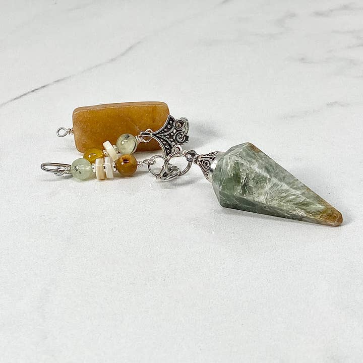 Serpentine and Yellow Jade Wearable Pendulum for wholesale by Divining Gifts