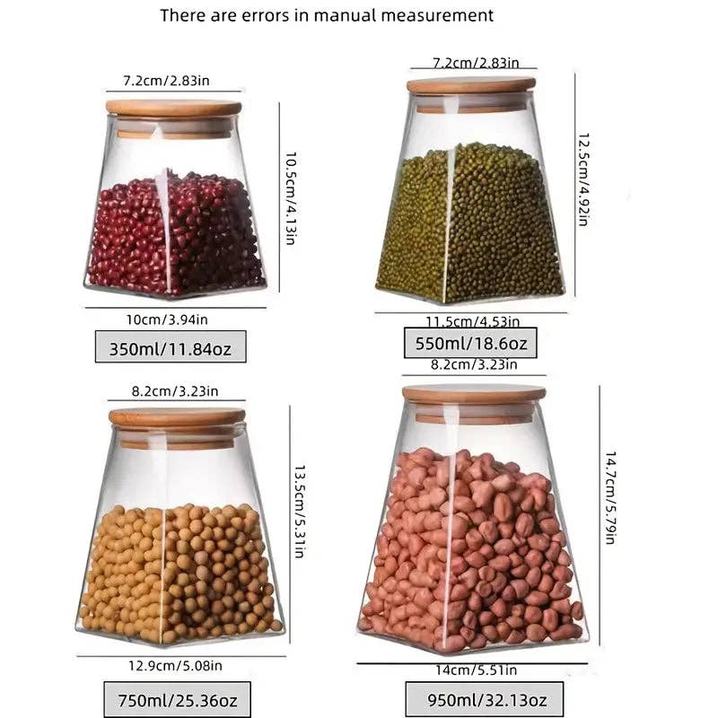 Huis Van Merken - Wholesale Voedselopslagcontainer - Glazen Opbergpot Set - Luchtdichte Voedselbussen met Houten Deksel3
