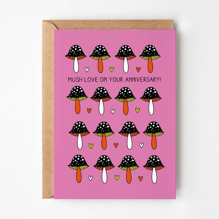 Mushroom Anniversary Greetings Card for wholesale by Happy Street