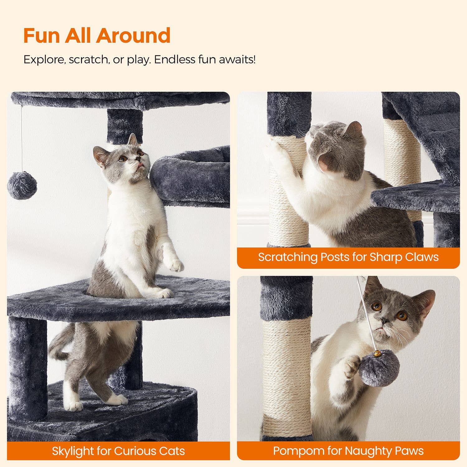 Greenwestons – wholesale Pet scratcher – Cat – 55.9-Inch Large Cat Tower with Bed-6