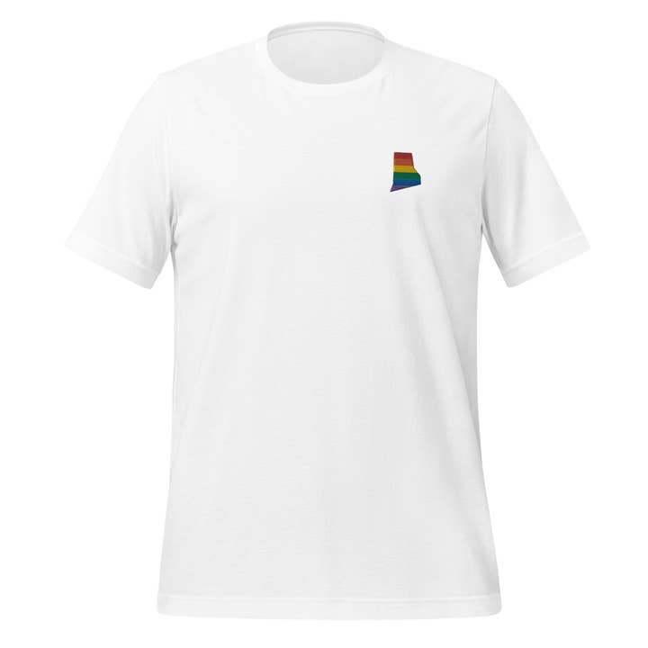 Rhode Island Rainbow Embroidered Unisex T-Shirt for wholesale by Gay Pride Apparel