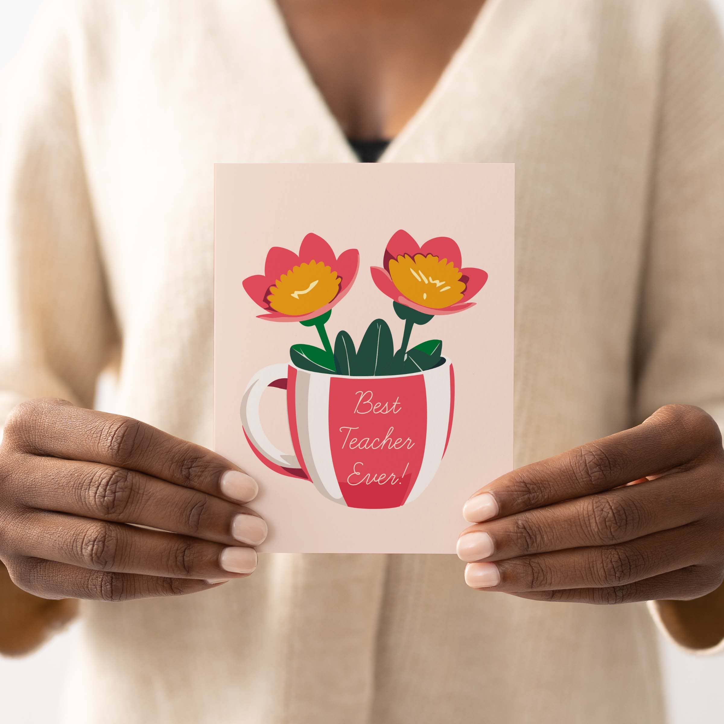 Blú Rose - Wholesale Teacher/Back-to-School Card - Best Teacher Ever Greeting Card | Floral Mug Thank You3