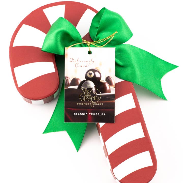 Le Grand Confectionary - Wholesale Chocolate Box - Candy Cane - 8 pc Petite Chocolate Truffle Box - Christmas
