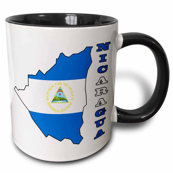 11oz Two-Tone Black Mug The flag of Nicaragua in the outline for wholesale by 3dRose