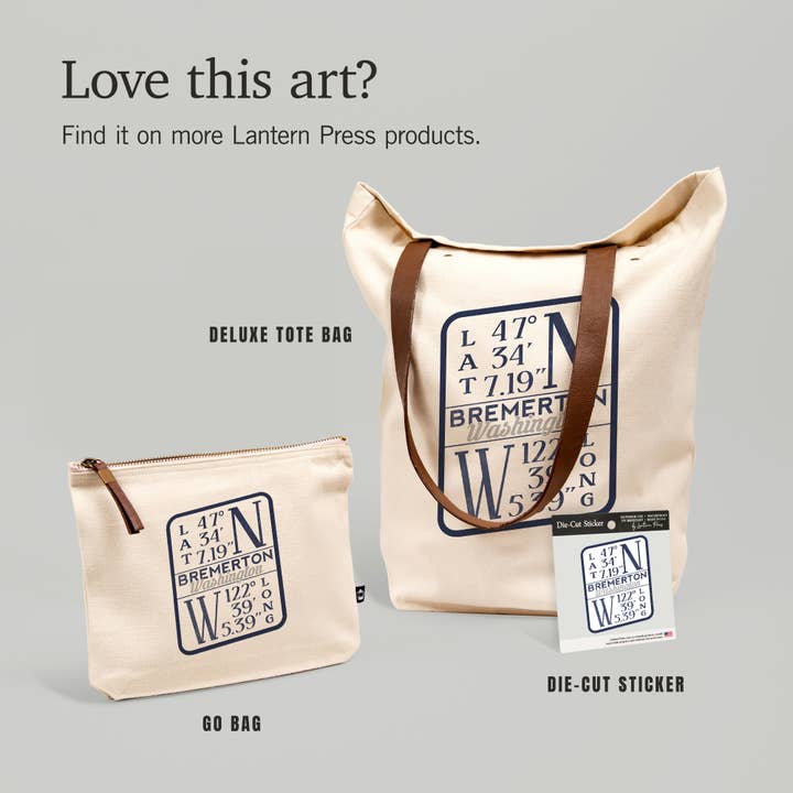 Lantern Press – wholesale Sticker – STICKER Bremerton, Washington, Latitude and Longitude (Blue)5