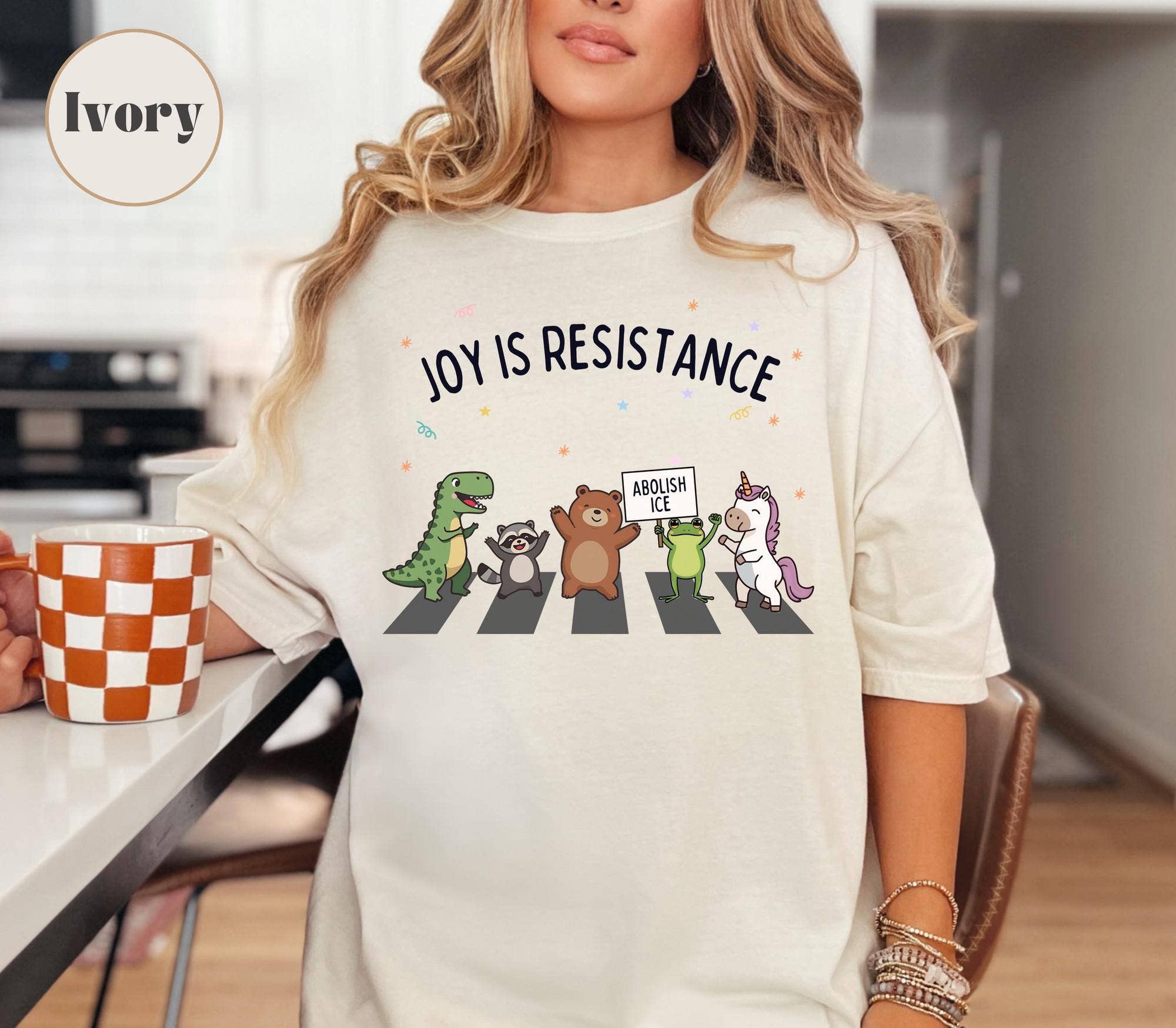 Glaime - Wholesale T-Shirt (Graphic) - Women's - Portland Frog Comfort Colors Shirt,Joy is Resistance Sweater