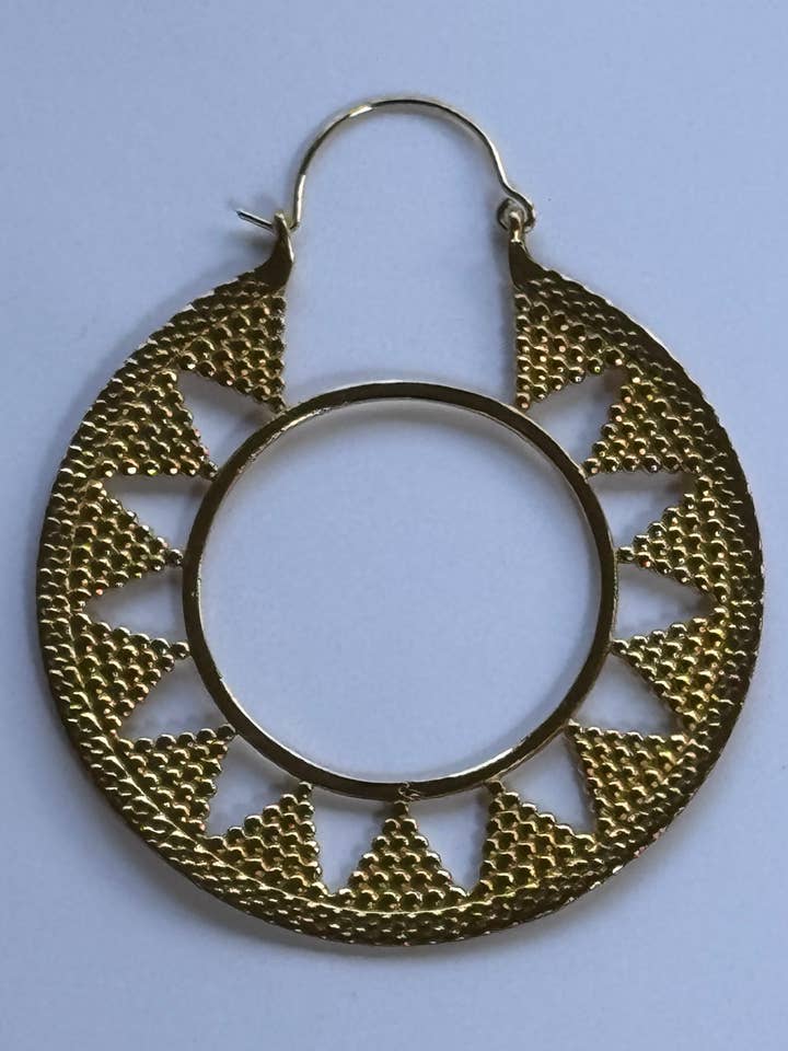 Hello Sunshine Large Brass Hoop Earrings for wholesale by The Curator