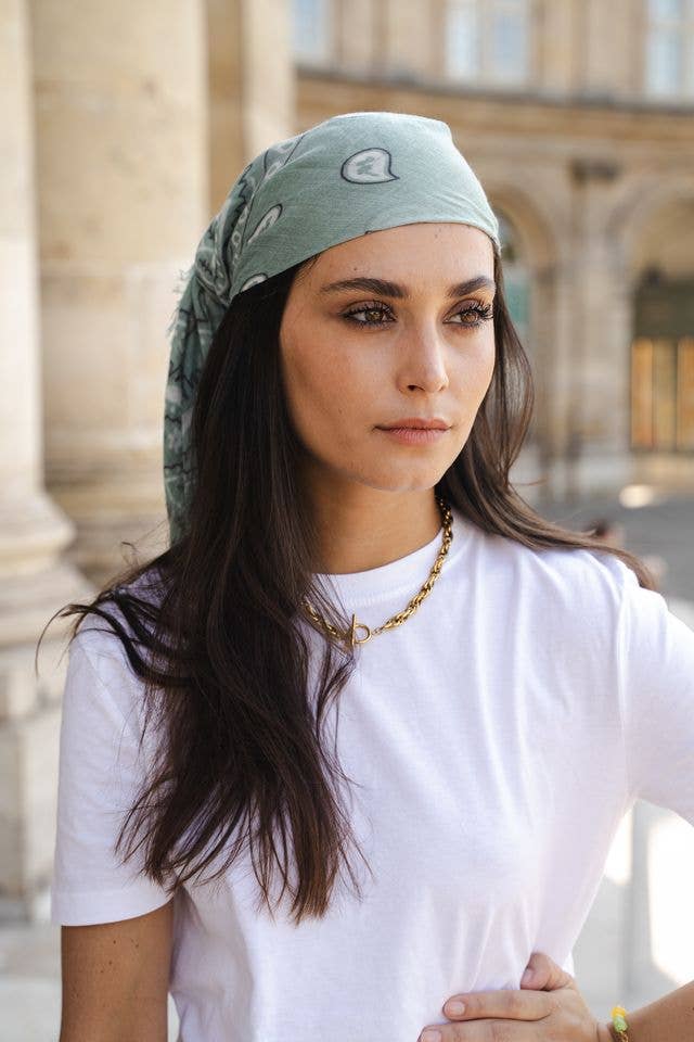 Voguette Paris – wholesale Bandana - Dam – MAXI BANDANA BLÅ JADE1