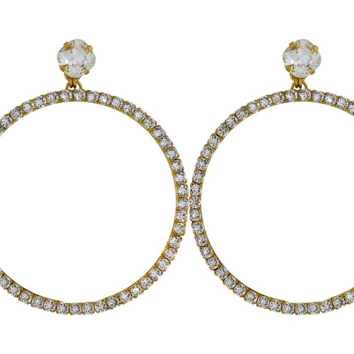 Les grandes boucles d'oreilles créoles claires en or (percées) pour la vente par VICKISARGE