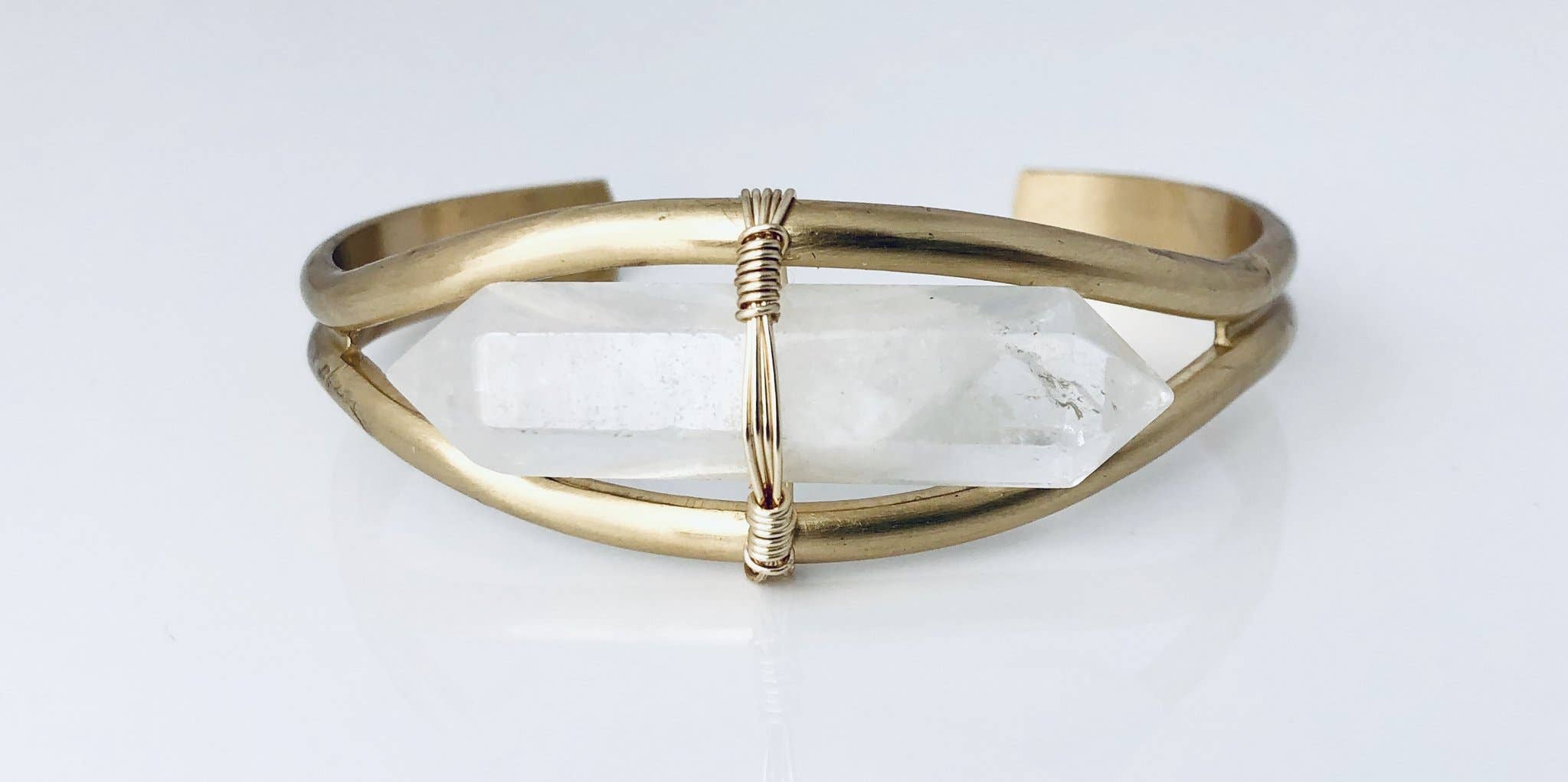 Modern Opus - Wholesale Cuff Bracelet - Clear Reiki Quartz and Brass Cuff Bracelet2