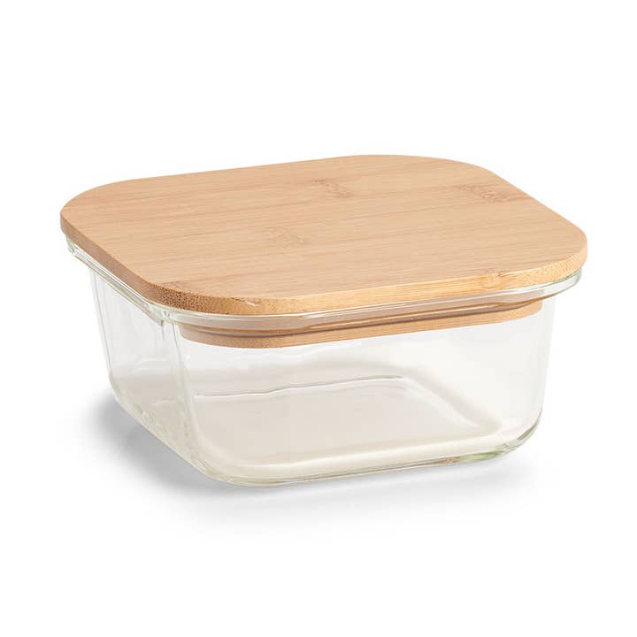 Contenitore con coperchio in bambù, 390 ml, vetro per la vendita all'ingrosso da parte di Zeller Present