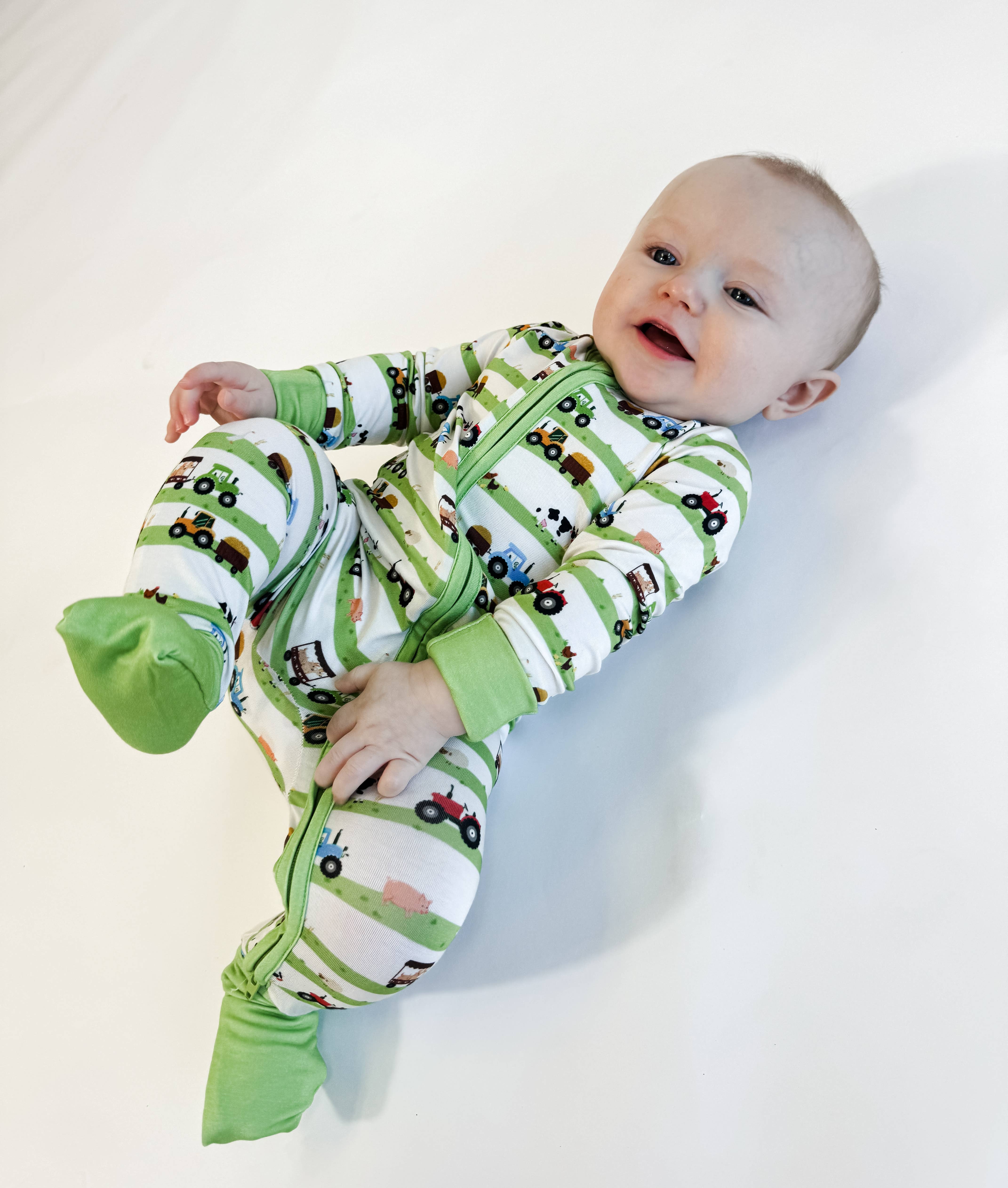 Goosies - Wholesale Sleepsuit - Baby - Farm Stripes - Zip Convertible Pajamas2