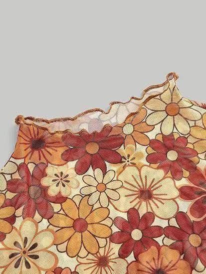 Fleur d'oranger multi Haut imprimé à mailles coupé en vente sur Faire2