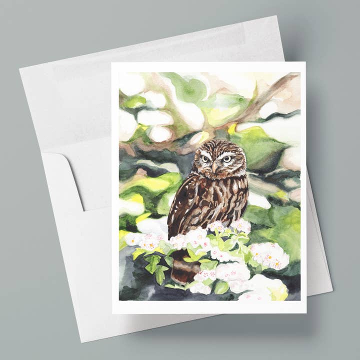 Camo Owl/blanco wenskaart voor wholesale door Kasey Melissa Art