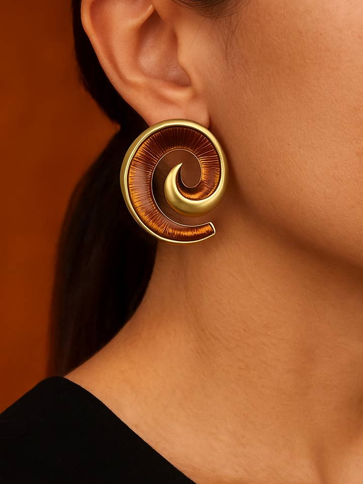 Boucles d'oreilles spirales rétro pour la vente par Wild & Free