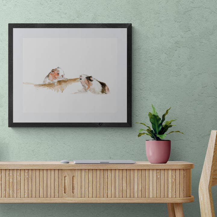 Framed Print Charlie and Lola the Guinea Pigs for wholesale by Wendy Laverick