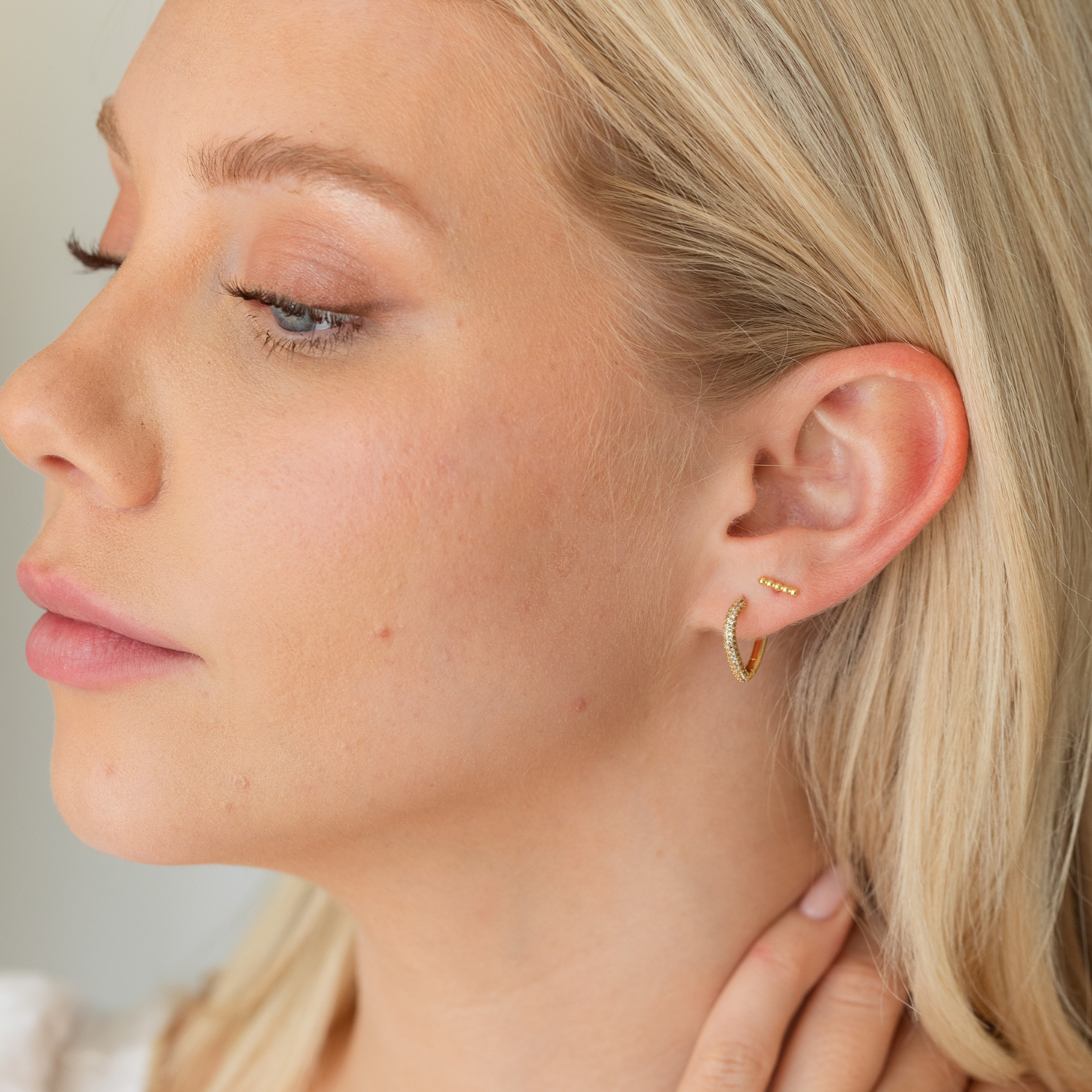 Splendid Iris - Wholesale Huggie Earrings - Angled Pave Huggies2