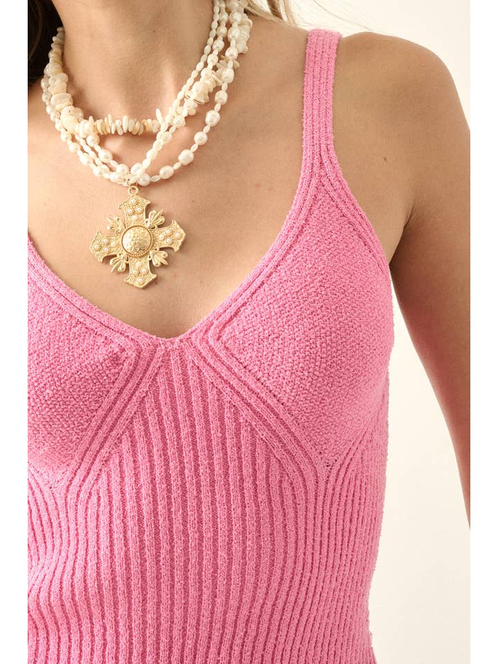 Promesa USA - Wholesale Tank Top - Women's - Solid Scoop Neck Rib Knit Sweater Tank Top