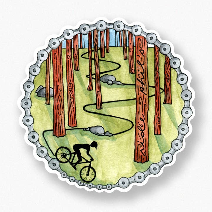 Autocollant pour vélo de montagne pour la vente par Michele Michael Art