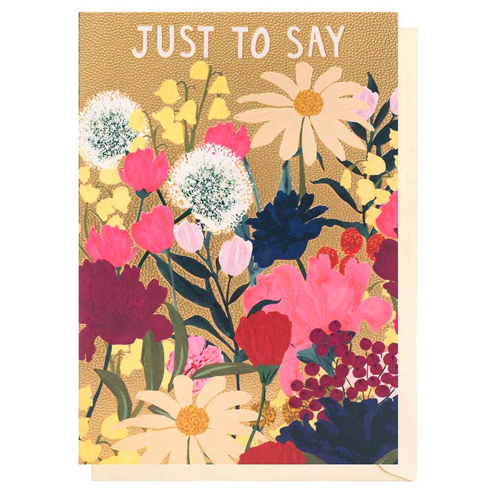 Just To Say Gold Floral | Just To Say | Blank Card for wholesale by Louise Tiler